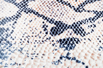 Texture of genuine leather close-up, embossed under the skin a reptile. Bright, contrasting, unusual pattern. For background