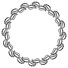 Abstract black and white ornament with decorative flowers. Vector clip art.