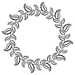 Abstract black and white ornament with decorative flowers. Vector clip art.