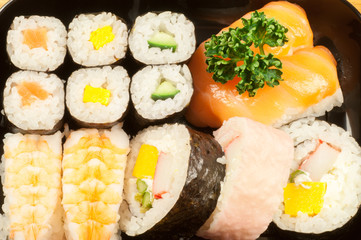 wonderful macro details of a delicious sush