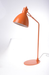 Table lamp, white table lamp, red, black, reading lamp with lampshade, golden incandescent lamp, vintage, orange, wooden, metal table lamp, orange lamp, lamp