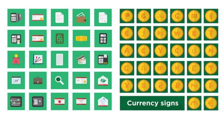 set icon finance and set currency symbol on gold coin