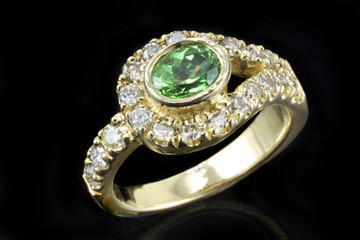 Tsavorite and Diamond Gold Ring