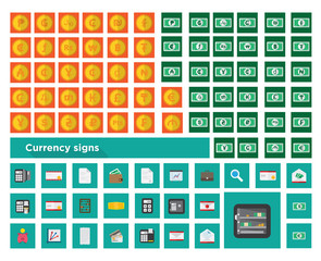 set icons color finance and set currency symbol