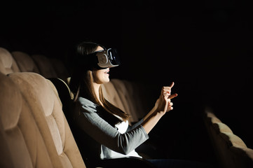Young Beautiful Woman Using VR