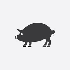 black silhouette of a pig. Vector illustration