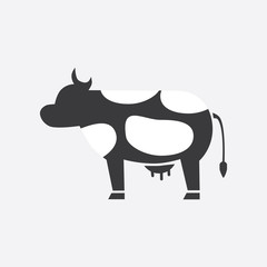 black silhouette of a spotted cow. Vector illustration
