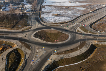 aerial view of the roundabout near Nysa city