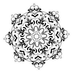 Ornament black white card with mandala.