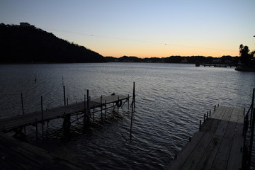 Naklejka na ściany i meble Hamanako lake in Hamamatsu, Shizuoka, Japan before dawn