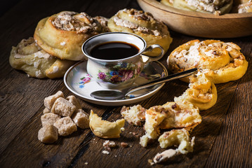 Fresh sweet cake and fragrant coffee