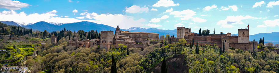 Fototapeta na wymiar Panoramic Landscape of the Alhambra in Granada, Spain. 