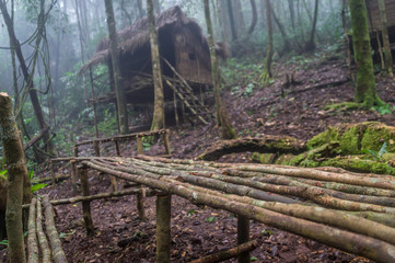 Orang Asli Malaysian village in a jungle near Cameron Highlands, Malaysia
