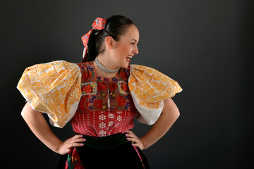 girl in slovakian traditional clothes