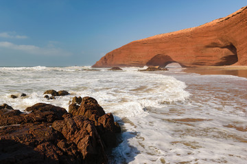 Red arch beach Legzira, Souss-Massa Draa, Morocco