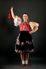 girl in slovakian traditional clothes
