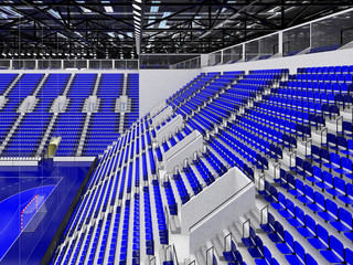 Obraz premium Bbeautiful sports arena for handball with blue seats and VIP boxes