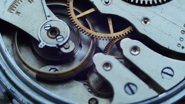Close up of a internal clock mechanism