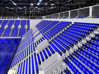 Obraz premium Beautiful sports arena for handball with blue seats and VIP boxes