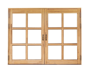 Wooden window, isolated on white background