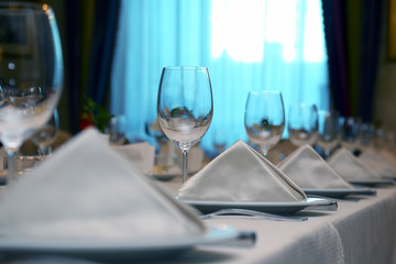 the table setting in restaurant closeup