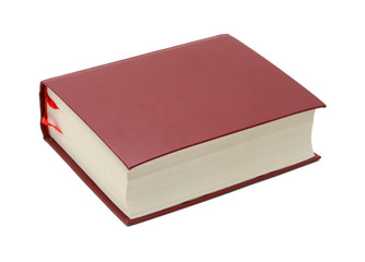 Heavy hardcover red book isolated on white background
