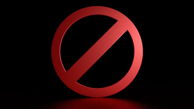 Prohibition sign on black background. Graphic illustration. 3d rendering.