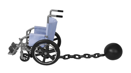 Fototapeta na wymiar Wheelchair on Ball and Chain