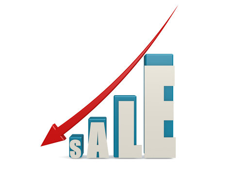 Sale decrease with red arrow