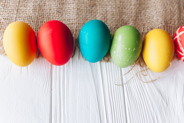 Easter concept  eggs on a wooden background