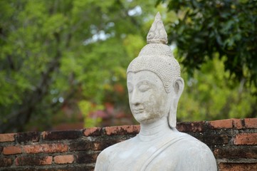old buddha statue in public temple at Ayutthaya Thailand