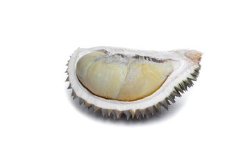 Fototapeta premium durian ripe yellow meat tropical fruit on white background