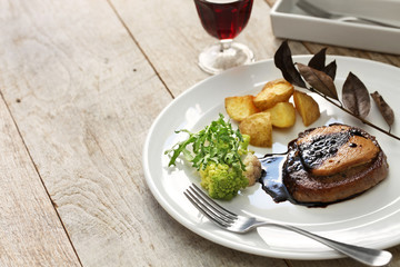 beef steak with foie gras