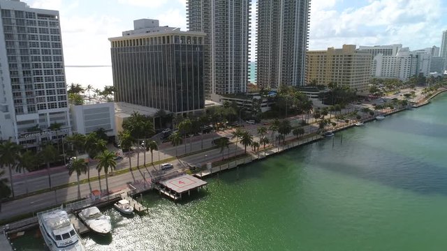 Aerial Miami Beach Collins Avenue by 52nd street 4k 24p