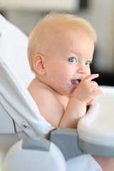 Feeding baby with spoon