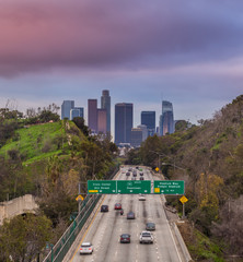 Downtown Los Angeles and 110 Freeway in the Morning 
