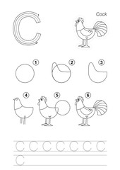Drawing tutorial for letter.