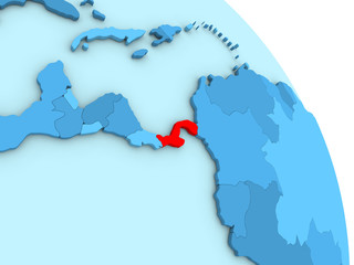 Panama on blue political globe