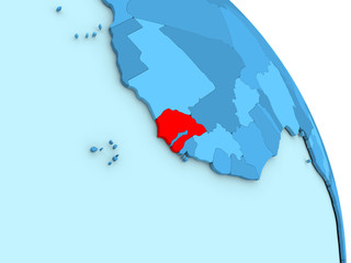 Fototapeta premium Senegal on blue political globe