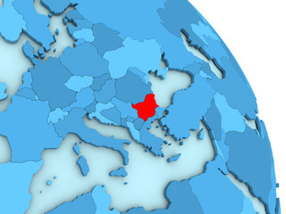 Obraz premium Bulgaria on blue political globe