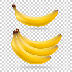 Banana on transparent background. Fruit. Vegetarianism. Vector illustration