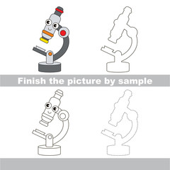 Kid drawing worksheet to complete picture by sample.