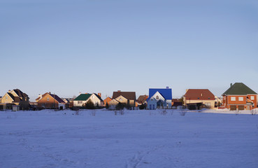 Colored houses in winter.