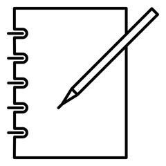 icon notebook and pen black contour of vector illustration