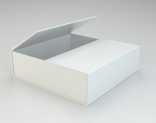 Empty open box on gray background. 3d rendering