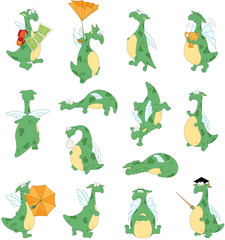 Funny cartoon dragon set