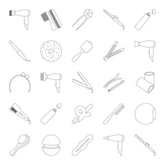 Hair styling accessories icon set