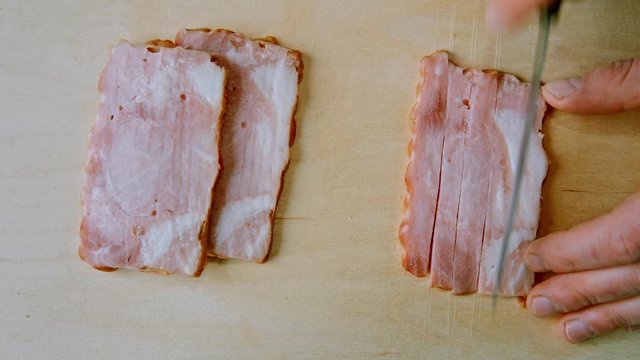 ham sliced on a wooden Board.