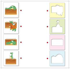 Cartoon green dragons. Educational game for kids