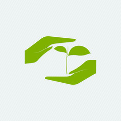 Eco-friendly concept. Herb in hands.